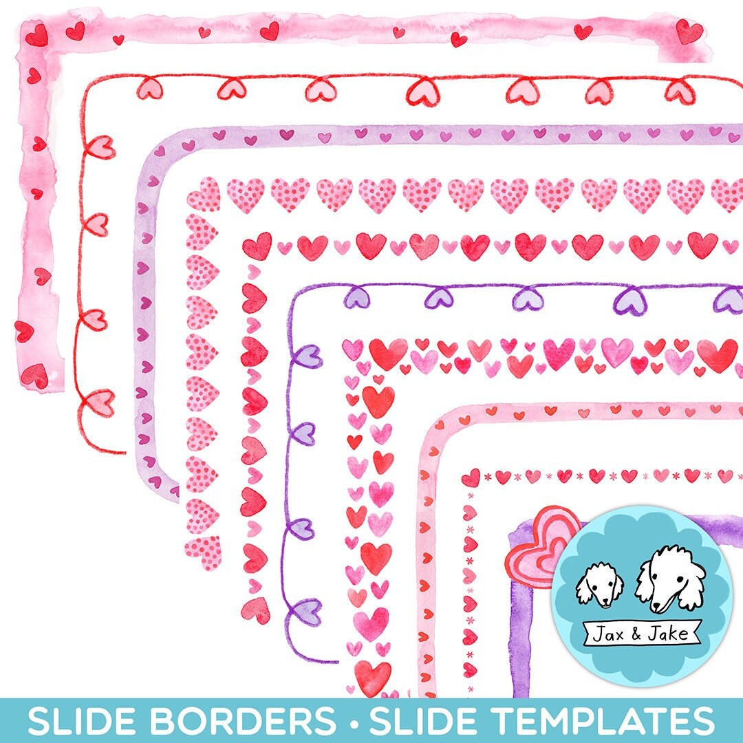 Valentines Day Google Slides Templates, Watercolor SLIDE Border Clipart ...