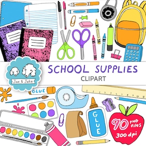 Clipart Escolar, Clip Art De Material Escolar De Volta Às Aulas, Lápis, Giz De Cera, Marcador, Caderno, Clipart De Mochila De Papel Para Professores, Sala De Aula PNG