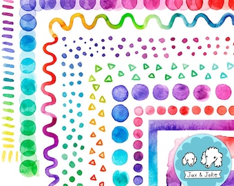 Rainbow Watercolor SLIDE Borders Clipart, Editable Google Slides Templates, Powerpoint Background, Teachers, Morning Meeting, Daily Agenda