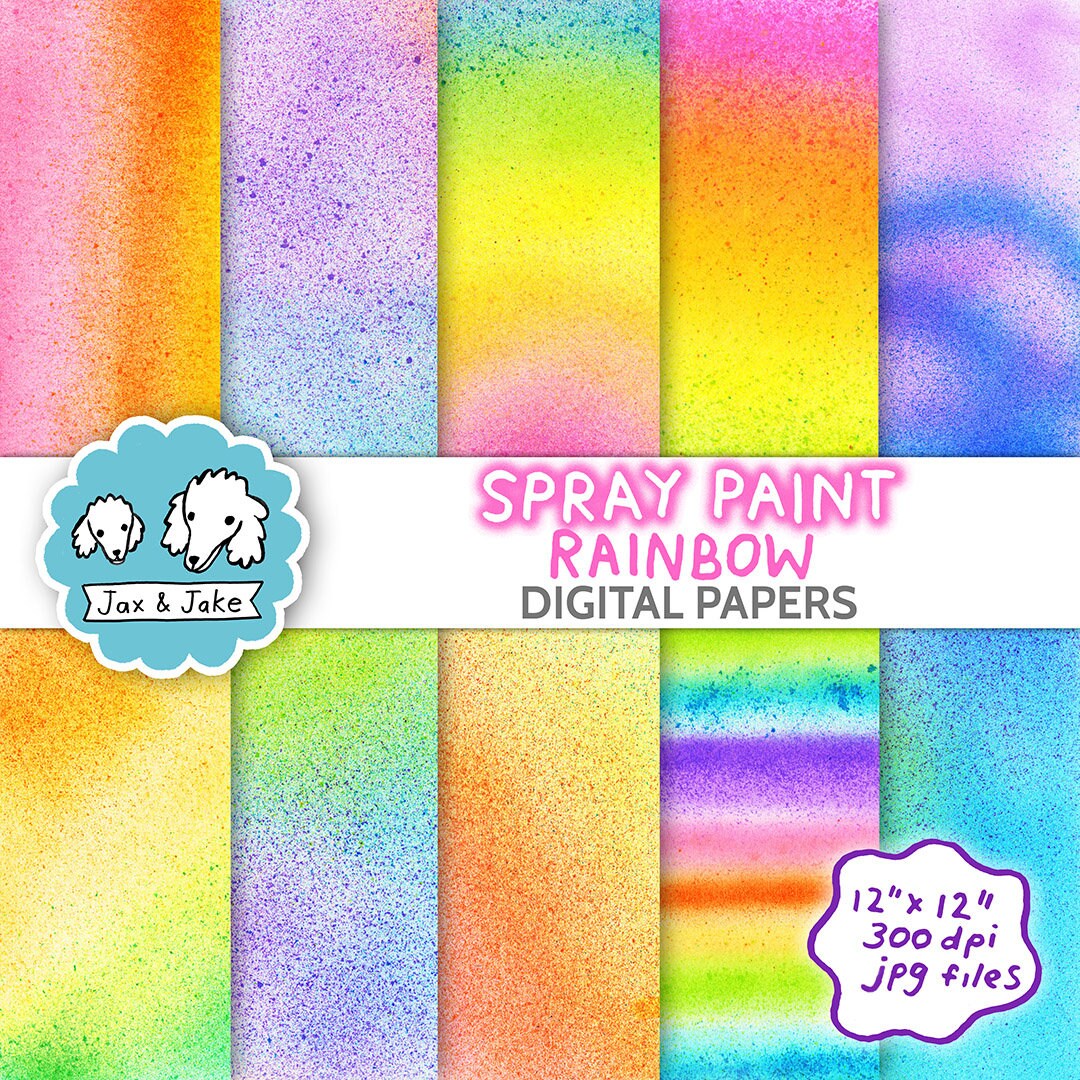 Spray Paint Rainbow Digital Papers / Bright Rainbow Splatter Etsy
