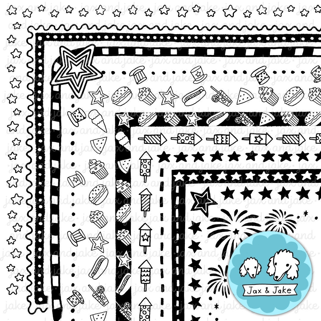 Bordes de imágenes prediseñadas del 4 de julio: marcos del 4 de julio,  fuegos artificiales, sombreros patrióticos, fiesta, invitación a barbacoa,  día de los veteranos, imágenes prediseñadas de elecciones PNG - Etsy México, image size:1080x1080