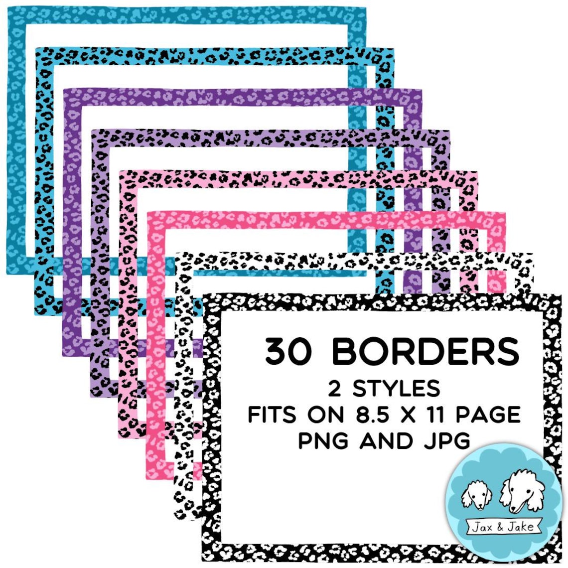 Rainbow Leopard and Zebra Clipart Borders, Animal Print Frames, Jungle ...