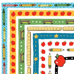 Bordes de imágenes prediseñadas escolares, manzana, crayón, imágenes prediseñadas de regreso a la escuela para maestros para boletines informativos del aula, certificados de estudiantes, agradecimiento a los maestros