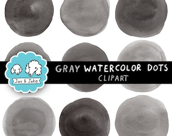 Gris anthracite / Noir Aquarelle Cercles Clipart | Éléments d’aquarelle Formes d’images clipart PNG