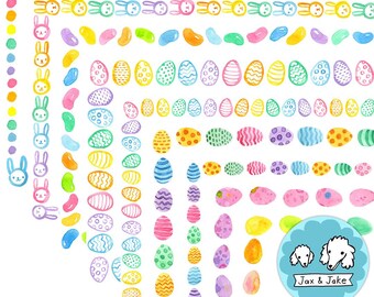 Watercolor Easter SLIDE Borders, Editable Spring Google Slides and Powerpoint Templates for Teachers, Jellybean, Rainbow Bunny, Easter Egg