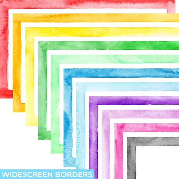 BASIC Watercolor SLIDE Border Clipart Google Slides - Etsy