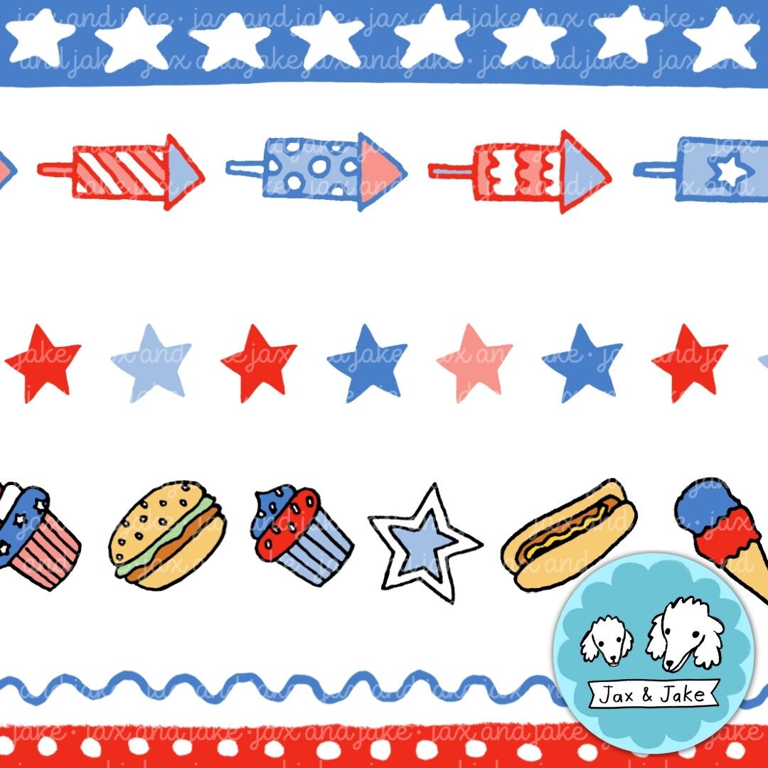 Bordes de imágenes prediseñadas del 4 de julio: marcos del 4 de julio,  fuegos artificiales, sombreros patrióticos, fiesta, invitación a barbacoa,  día de los veteranos, imágenes prediseñadas de elecciones PNG - Etsy México, image size:1080x1080