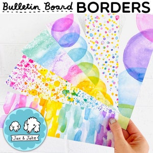 Pastel Rainbow Watercolor Bulletin Board Borders, Classroom Decor For Spring, Easter, Calm Classroom Theme, Calming Teacher Door Decorations