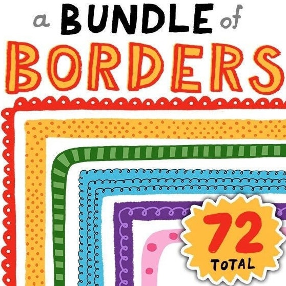 Ein Bündel von Bordüren! 72 Bunte Clipart-Ränder für Lehrer, Klassenzimmer-Newsletter, Geburtstagseinladungen, niedliche Regenbogen-Clip-Art-Rahmen PNG