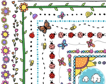 Spring Clipart Borders - Bee, Butterfly, Ladybug, Flower Clip Art Page Borders, March, April Frames for Teachers, Classroom Newsletters PNG