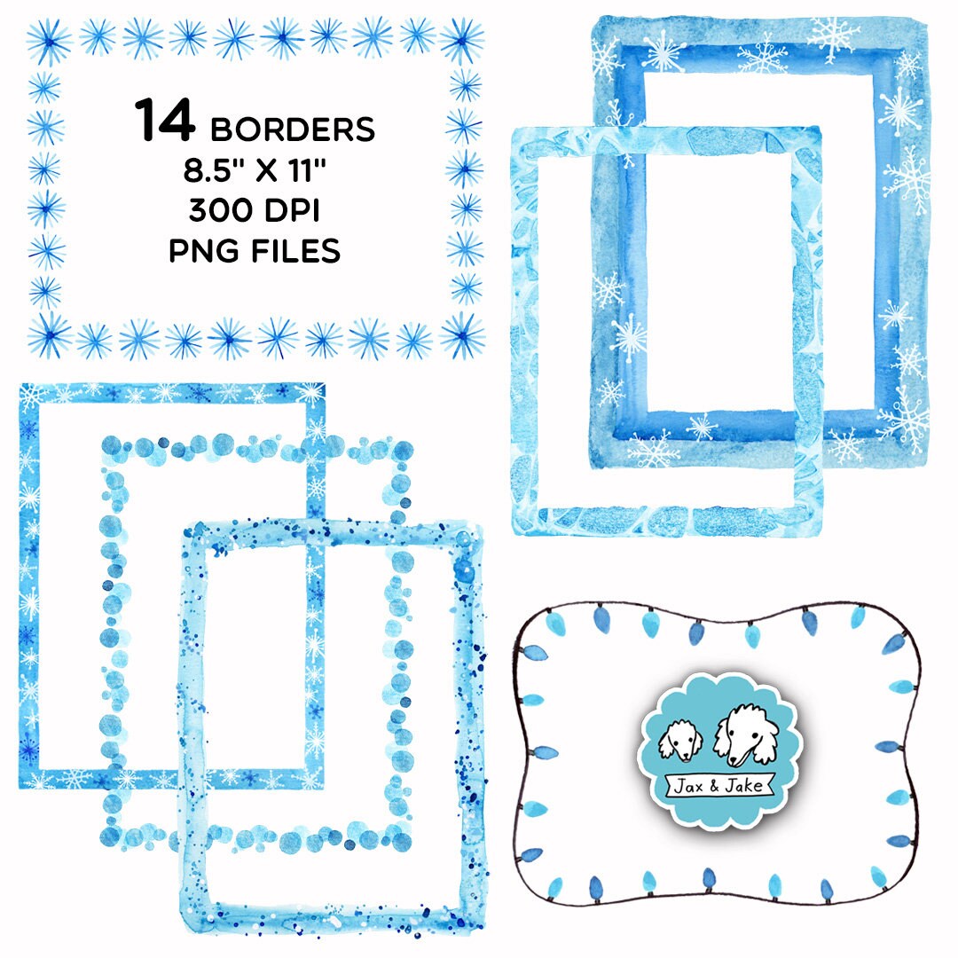 Watercolor Winter Clipart Borders, Christmas Clip Art for Holiday Cards ...