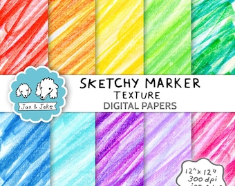Sketchy Marker Background Clipart | Colorful Rainbow Scribble Texture Clip Art Digital Papers For Crafting, Teachers