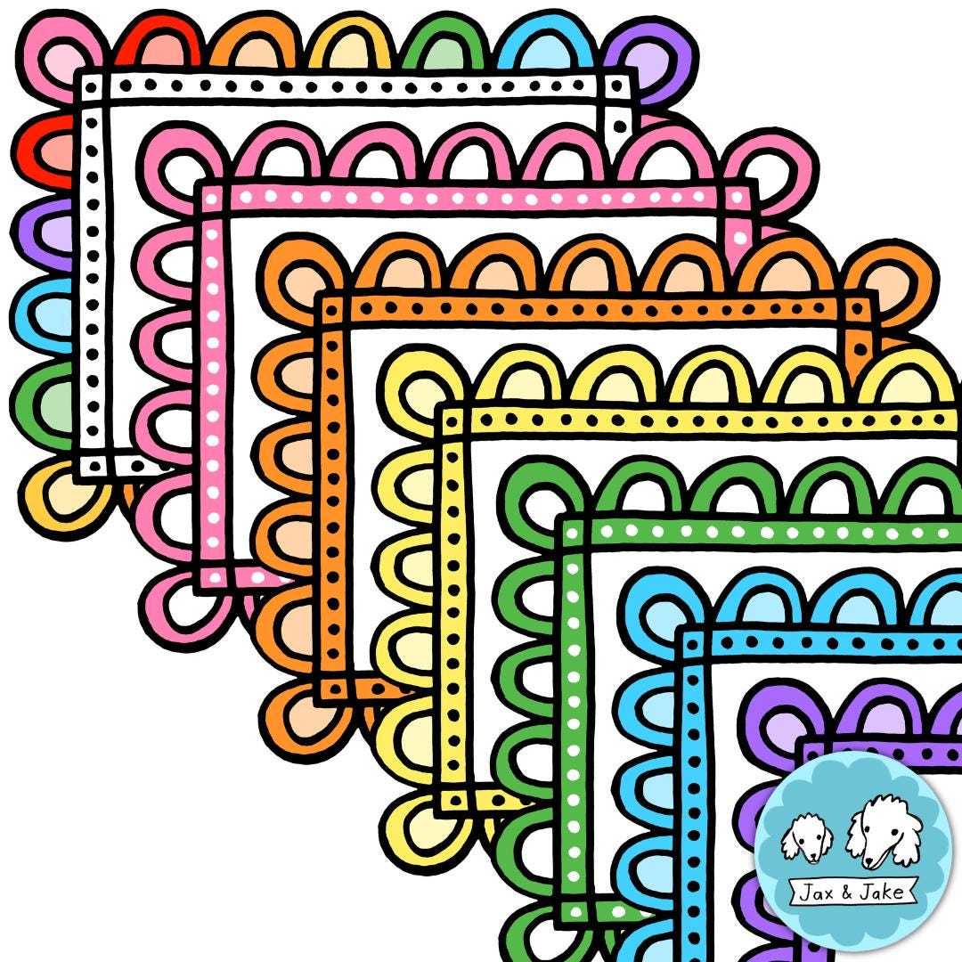 Bold Borders 2 - Thick Scallop Clipart Page Borders - Etsy