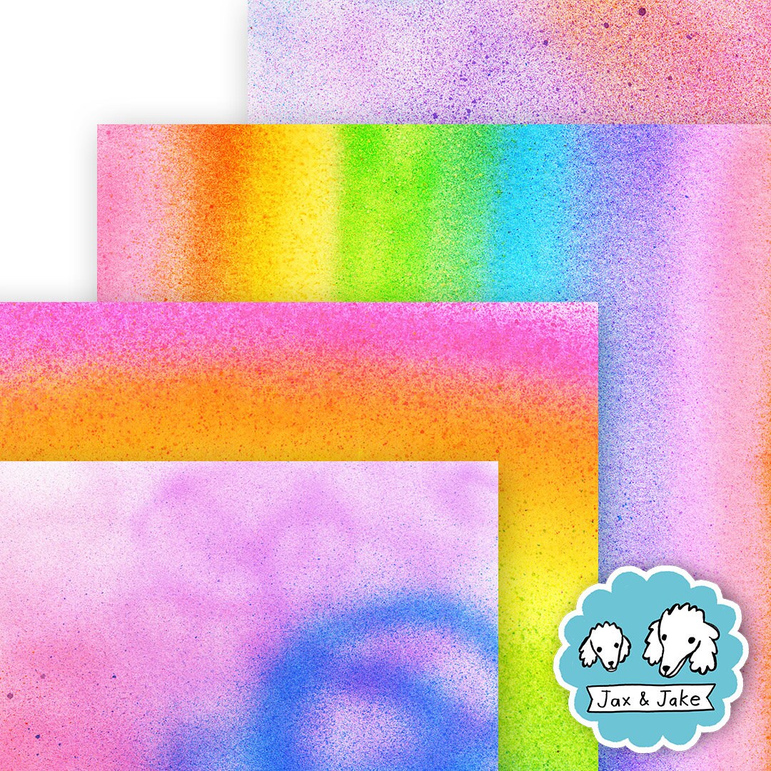 Spray Paint Rainbow Digital Papers / Bright Rainbow Splatter Etsy