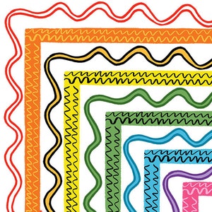 Squiggle Border Set | Colorful Doodle Scribble Clipart Borders