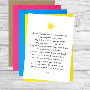 Special Friends Poem Card | Special Friendship Card | Friendship Card