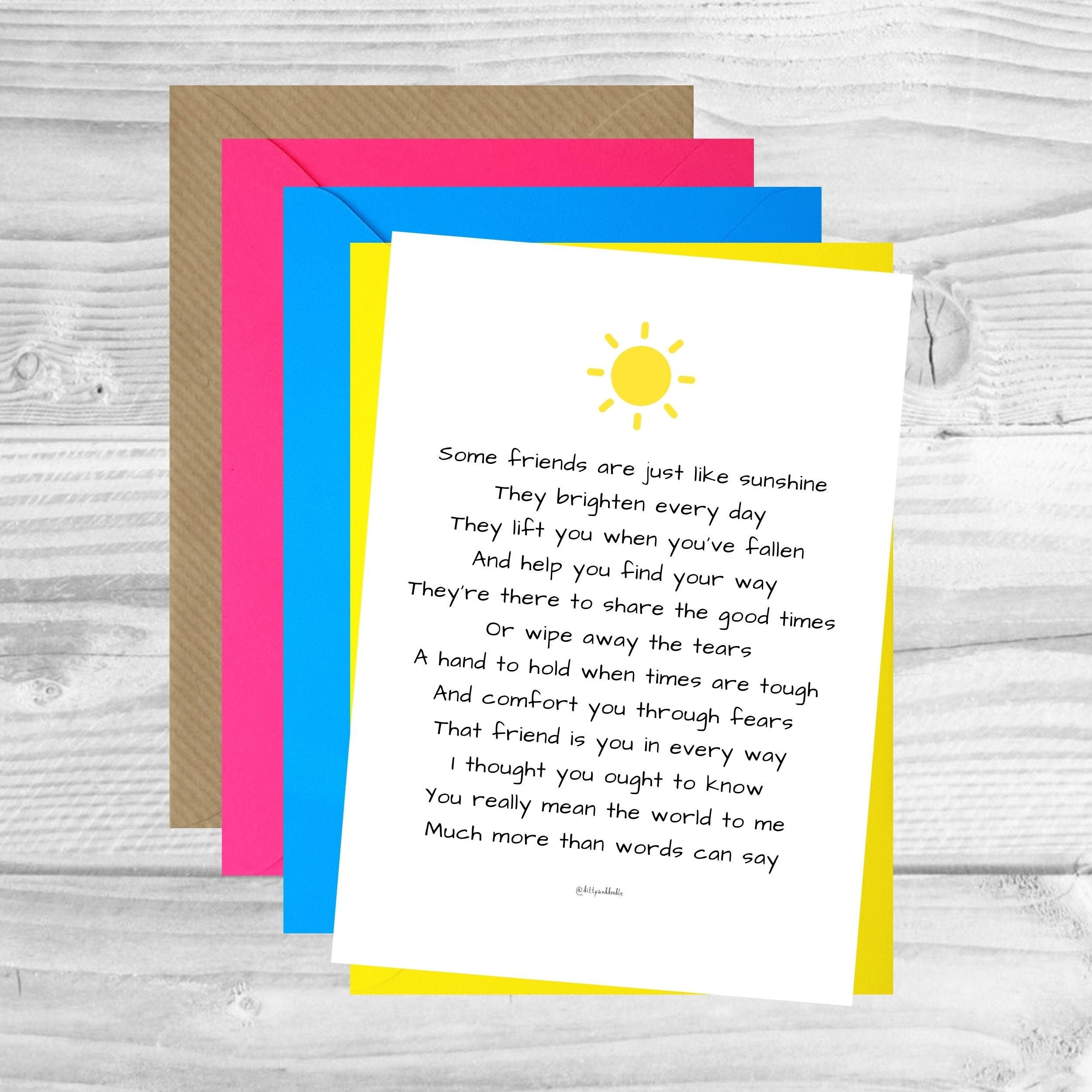 Special Friend Poem Card Blank Greeting Card Friendship Etsy