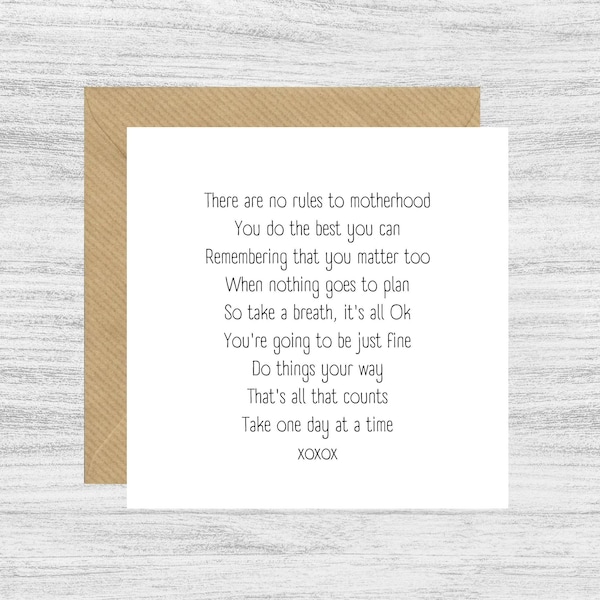 No Rules to Motherhood, Mum Life, Card for Mothers