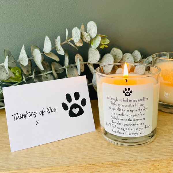 Pet Memorial Candle | Pet Loss Remembrance Glass Candle | Pet Loss Gift | Pets Bereavement Gifts