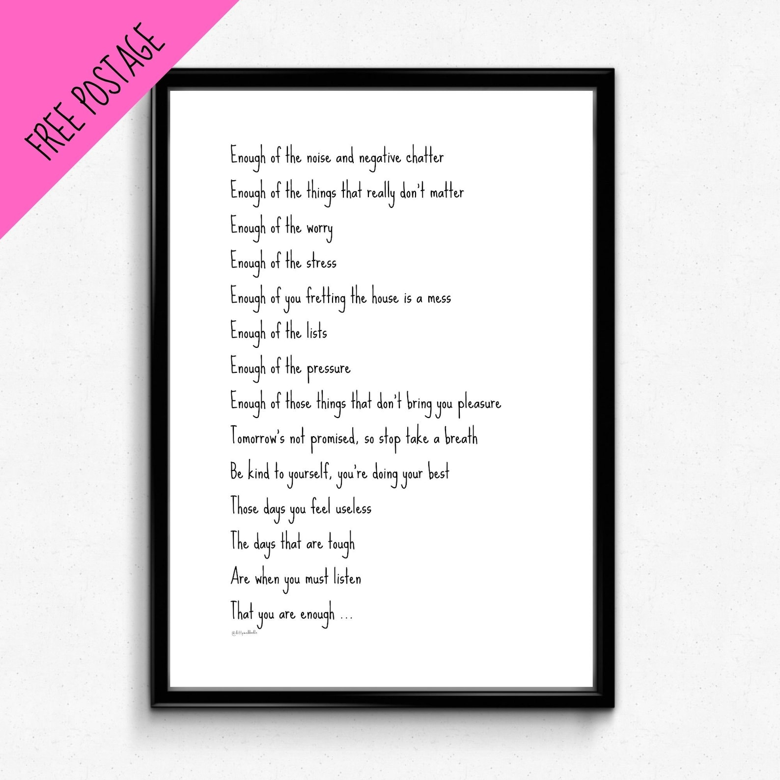 YOU ARE ENOUGH A4 Poem Print Choice of Font Etsy