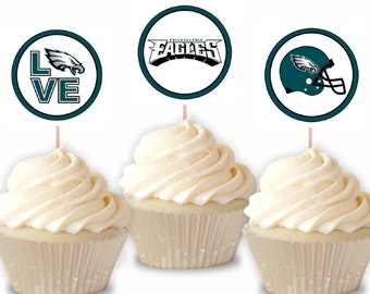12 Philadelphia Eagles Football Cupcake Toppers Philadelphia | Etsy