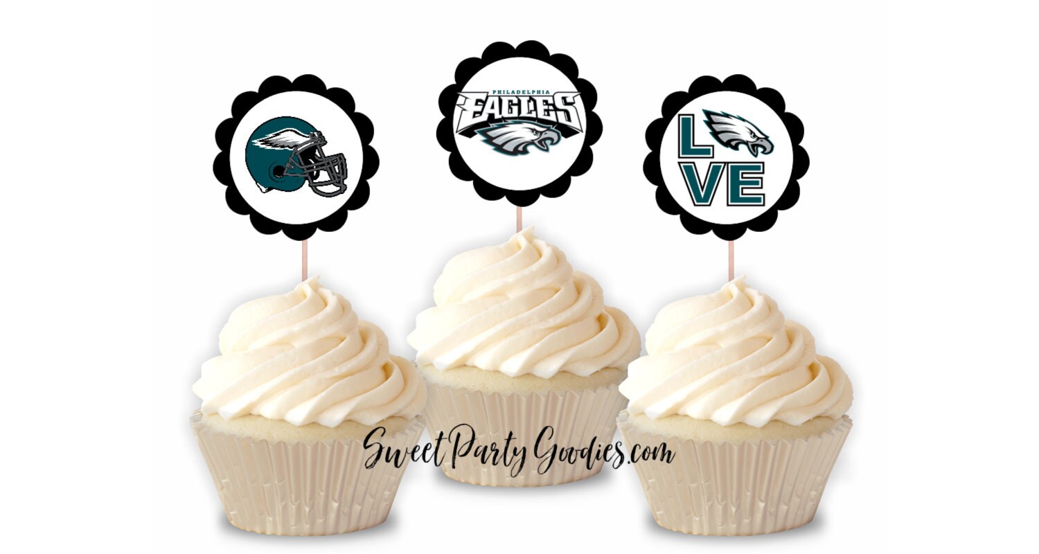 12 Philadelphia Eagles Football Cupcake Toppers Philadelphia | Etsy