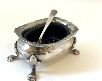 Strachan Salt Cellar or Pepper Cruet Vintage Silverplate with Spoon EPNS Cruet piece Tarnished
