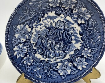 Royal Tudor Ware Barker Bros.Blue and White  Vintage Orphan Saucer  Coaching Taverns c1937 MORE AVAILABLE