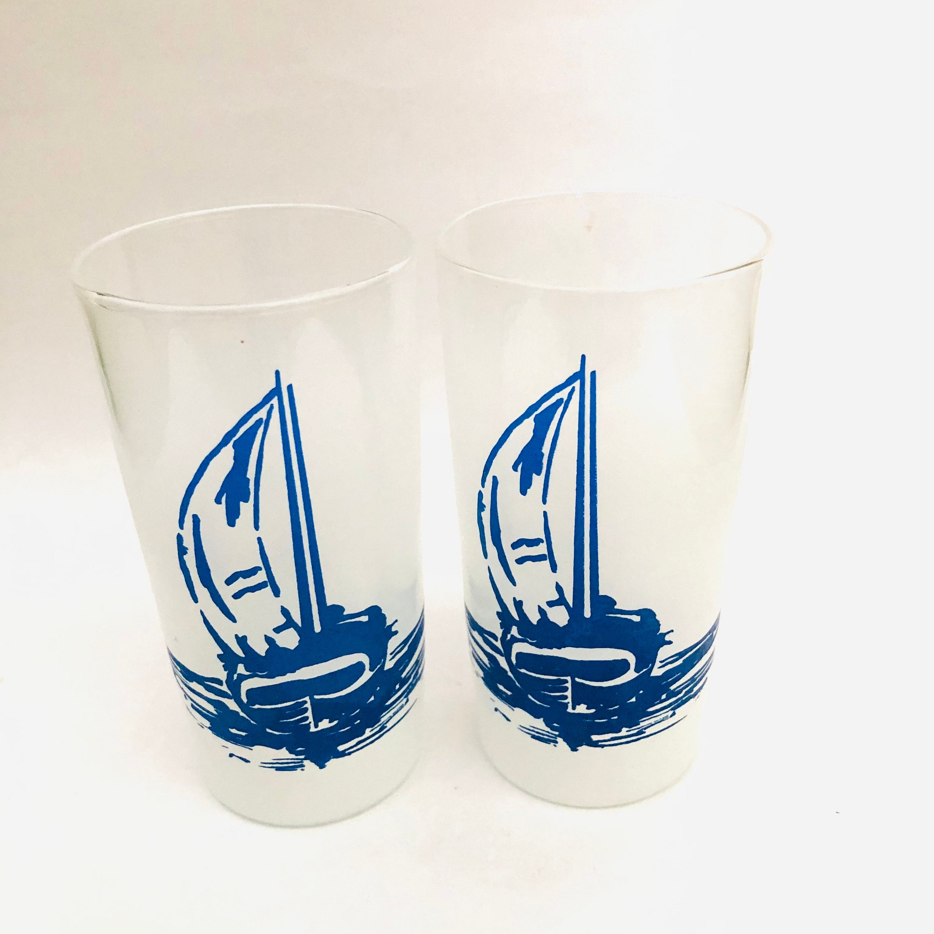 Glass Tumblers Drinking Glasses Juice Glasses With a Boat Etsy Australia