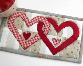 Valentine Hearts Mug Rug Pattern