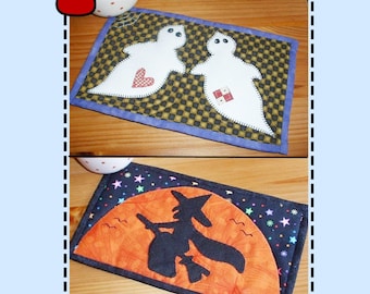 Halloween Witch and Ghost Pattern Pack - Two Spooky Mug Rug Patterns from the Patchsmith