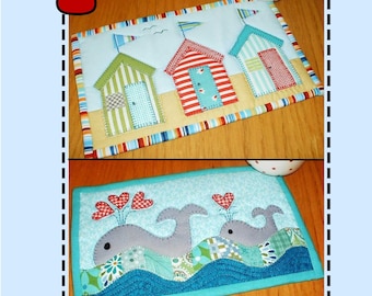 Beach Huts and Whales Pattern Pack - Two Mug Rug Patterns from the Patchsmith