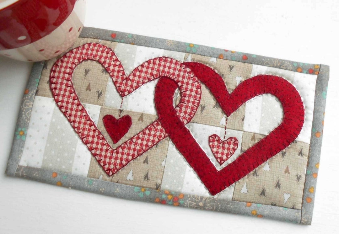 Valentine Hearts Mug Rug Pattern Etsy