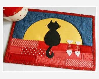 Moonlit Cat Mug Rug Pattern - two designs in one handy pattern