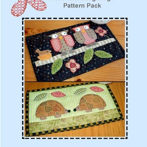 Owl and Hedgehog Pattern Pack - Two Country Mug Rug Patterns from the Patchsmith