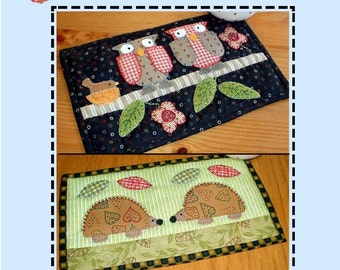 Owl and Hedgehog Pattern Pack - Two Country Mug Rug Patterns from the Patchsmith