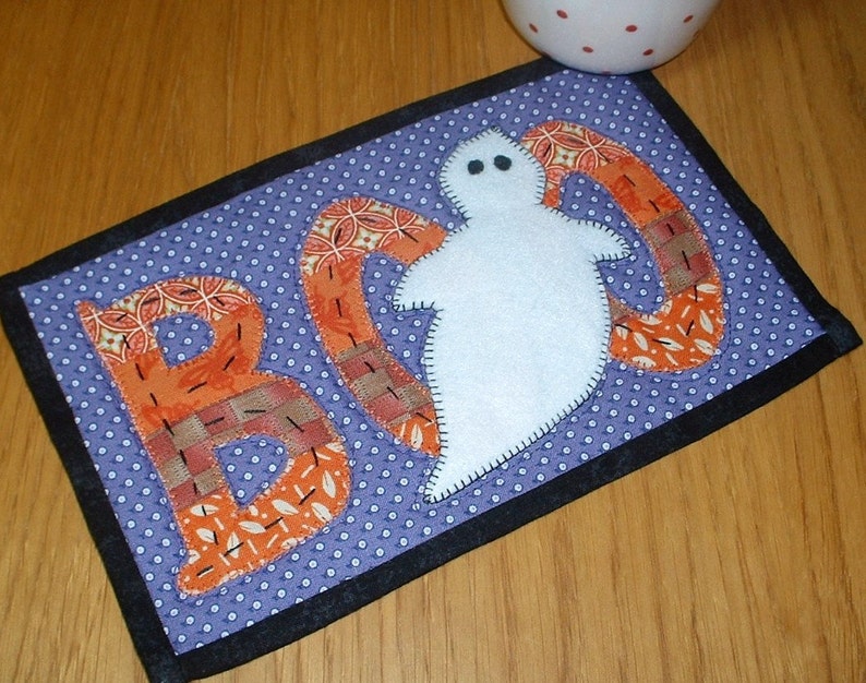 Halloween Witch and Ghost Pattern Pack Two Spooky Mug Rug Patterns from the Patchsmith image 4