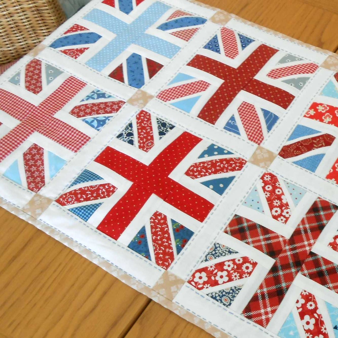 Union Jack Patchwork Block and Table Runner Pattern Etsy