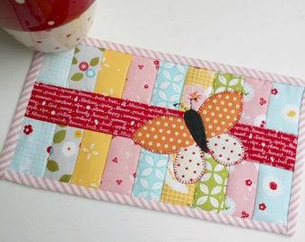 Butterfly Patch Mug Rug Pattern and 6" Quilt Block