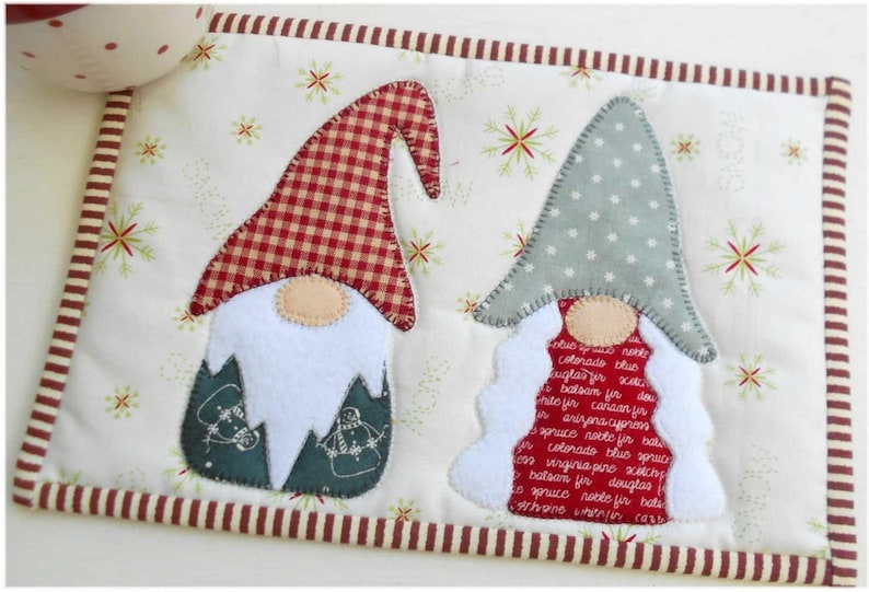 Nordic Gnomes Mug Rug Pattern image 1