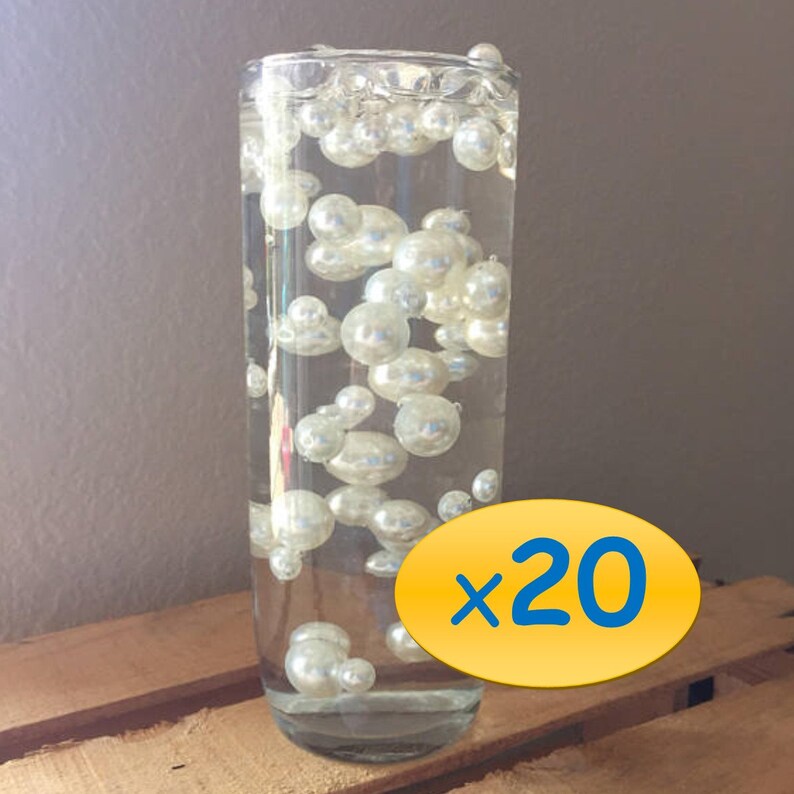 Party Pack Ivory Floating Pearls Water Beads Combo Vase Etsy
