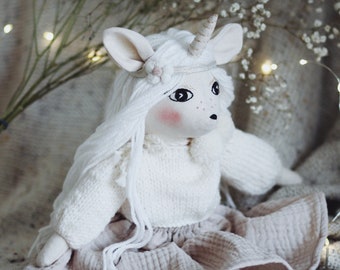 handmade unicorn doll, rag doll, art doll, art work, plush unicorn, custom doll, ooak doll, kids room decor, ooak art doll, unicorn