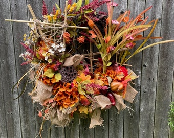 Fall wreaths, Fall Door Wreath, Front door decor, Home Decor, Office Decor, Rustic wreaths, Autumn wreaths, Thanksgiving wreath, Home decor