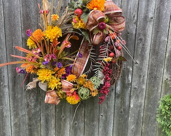 Fall wreaths, Fall Door Wreath, Front door decor, Home Decor, Office Decor, Rustic wreaths, Autumn wreaths, Thanksgiving wreath, Home decor