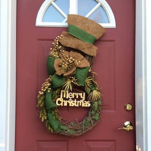 Snowman Rustic Wreath- Holiday wreaths- Snowman wreath- Rustic christmas wreath-Snowman-Rustic home decor- Snowman Wreath- Christmas Wreath