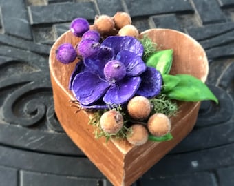 Rustic wooden gift box, Flower orange peels, Boho rustic box, Unique handmade flower, Preserved rose, Preserved orange peel flowers, wedding