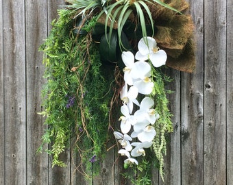 Wedding orchids wreaths, Rustic wreaths, Luxury wreaths, Wedding decor, Weddings door decor, White orchids wreaths, Free shipping, Wedding