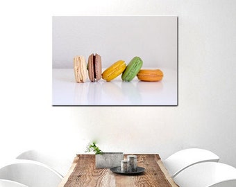 Kitchen wall art modern, macarons print canvas or photography print, dining room wall art, still life food art print, minimalist kitchen