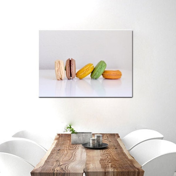 Kitchen wall art modern, macarons print canvas or photography print, dining room wall art, still life food art print, minimalist kitchen