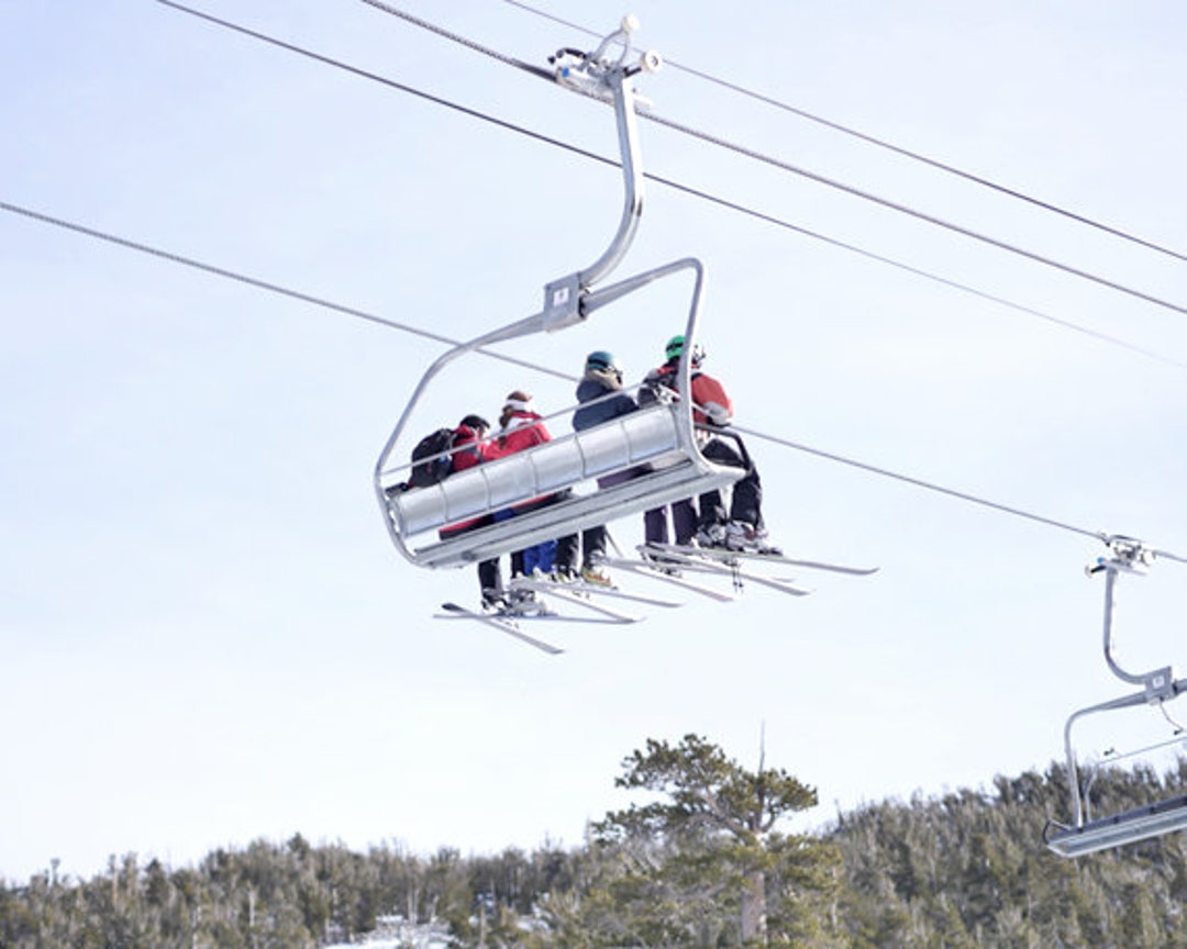 Ski Gondola Photography Print, Ski Lift Large Art Print Winter Lodge